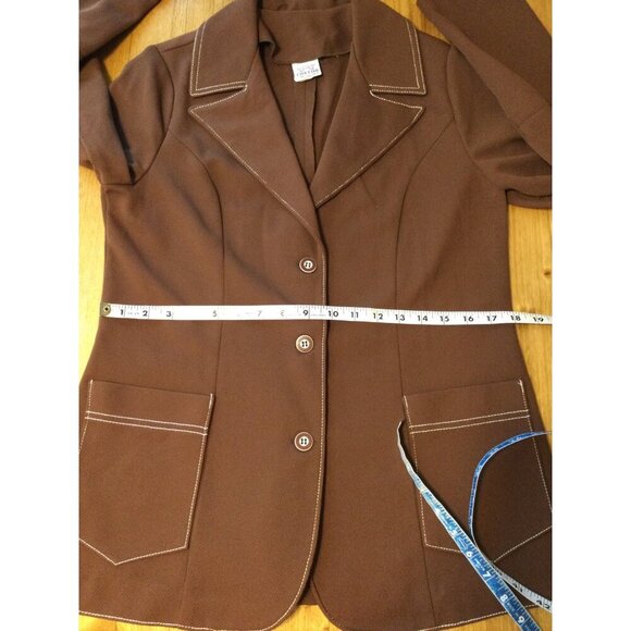 Vintage Cos Cob Brown Womens Blazer Style Top Size 13/14 Button-Up 100% Polyeste - Picture 9 of 9